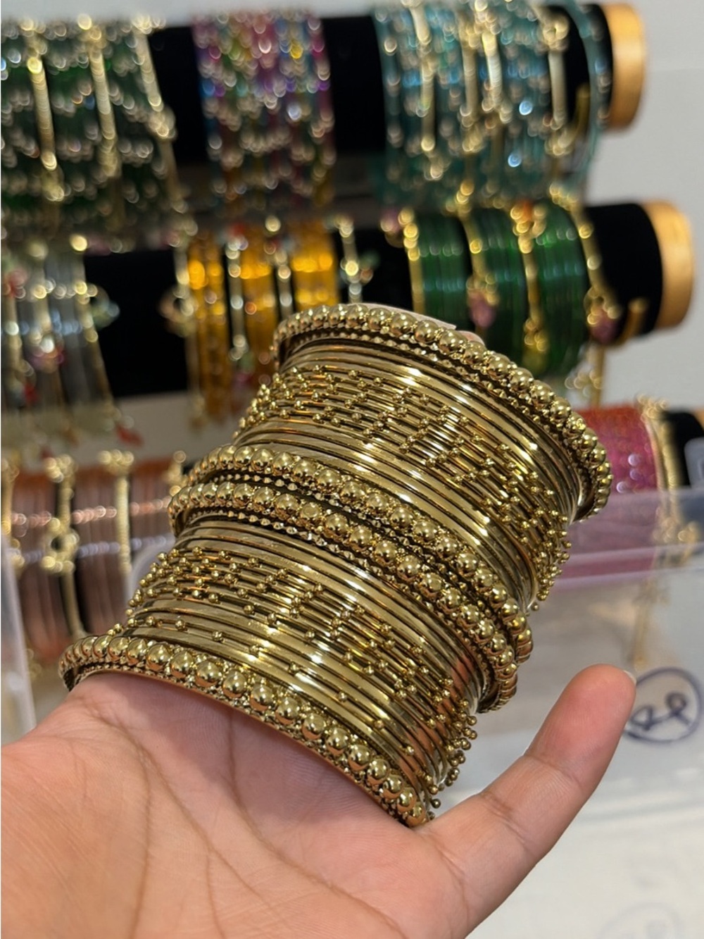 Gold Women's Stacked Bangle Bracelet Set - Elegant Layered Design